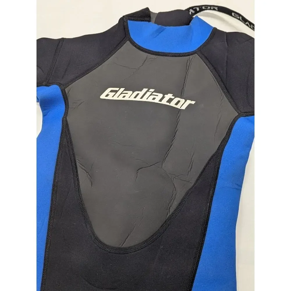 Gladiator Shorty Wetsuit Size 8 Kid's / Youth Black Blue Neoprene Springsuit